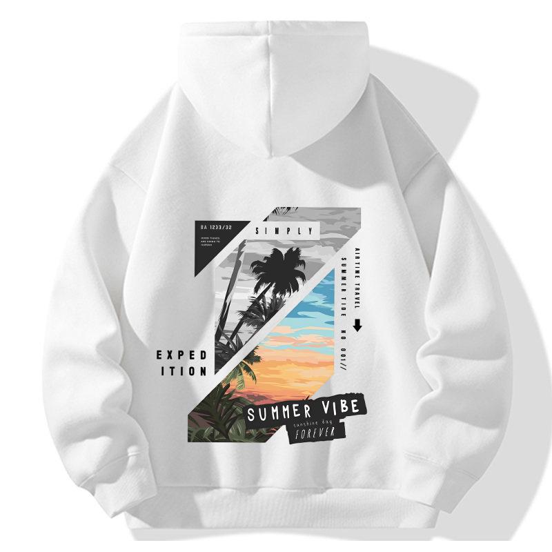 Unisex American Casual Printed Hooded Sweatshirt - Loose, Fashionable Long Sleeve Top