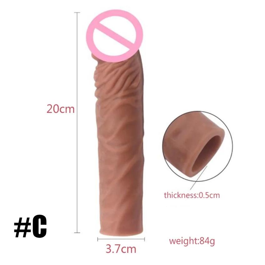 Realistic Penis Extension Cock Sleeve Reusable Silicone Penis Enlarger Delay Condoms For Men Dildo Enhancer Sex Toys