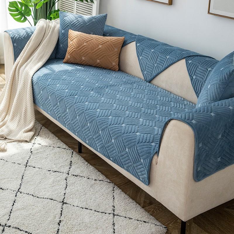 Simple Modern Sofa Cushion Plush Embroidery Winter Non-slip Fabric Seat Cushion Nordic Four-season Universal Sofa Cover Towel