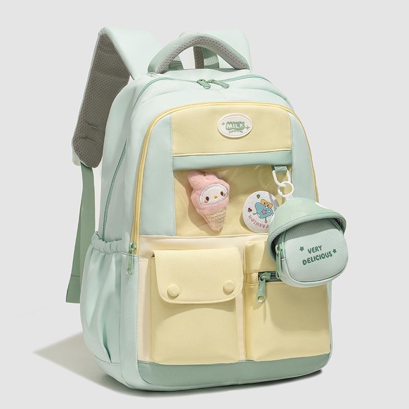 Contrast Color Student Backpack Large Capacity Schoolbag Women's Backpack