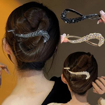 Luxury Rhinestone Banana Clip Exquisite Sweet Twist Hairpins Sparkling Hair Claws