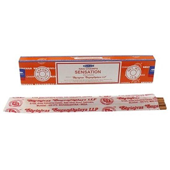 Satya Nag Champa Sensation Incense Sticks Agarbatti 180 Grams Box | 12 Packs of 15 Grams Each In a Box | Export Quality