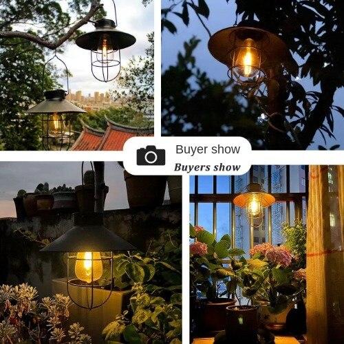 Solar Outdoor Courtyard Light Retro Pendant Light Garden Iron Art Pendant Light Camping Balcony Atmosphere Decoration Small Night Light