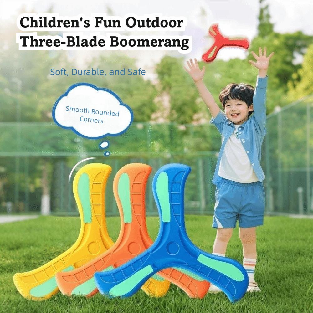 Interactive Luminous Boomerang Soft EVA Three-leaf Cross Flying Disc Flying Rocket Toy  Adult-kids