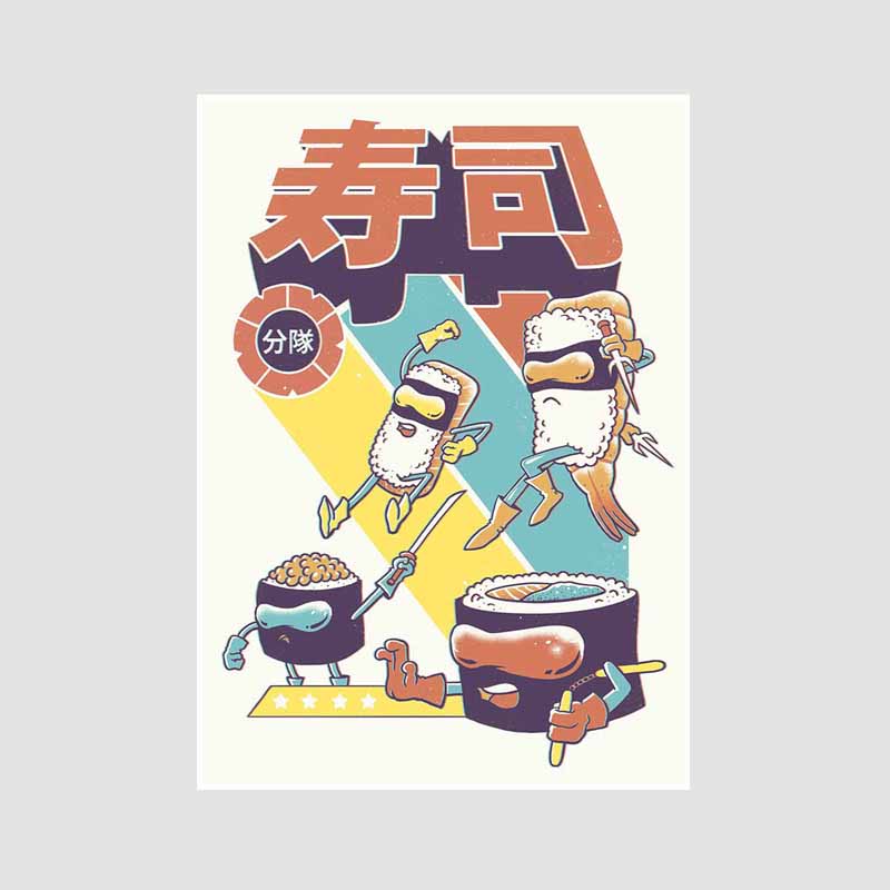 Japanese Food Guide Retro Posters Funny Noodles Poster Mural Wall Art Prints White Paper Art Painting Room Decoration Pictures Home Decor