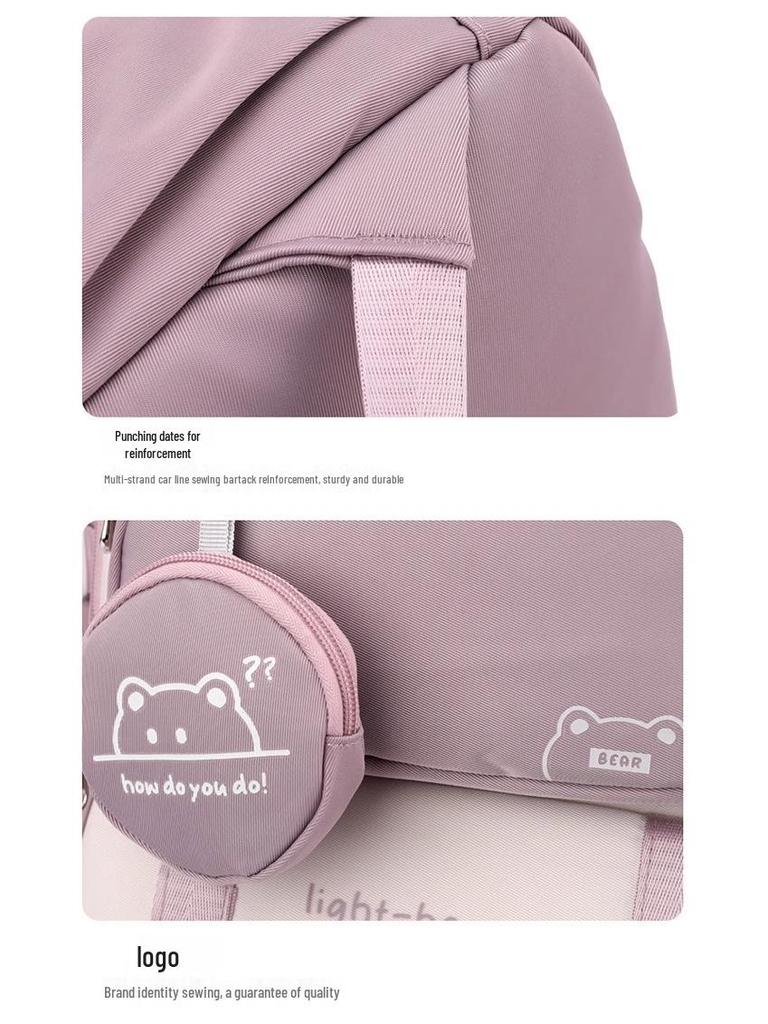 Trendy Color-Block Backpack: Lightweight, Large-Capacity Schoolbag for Female Students