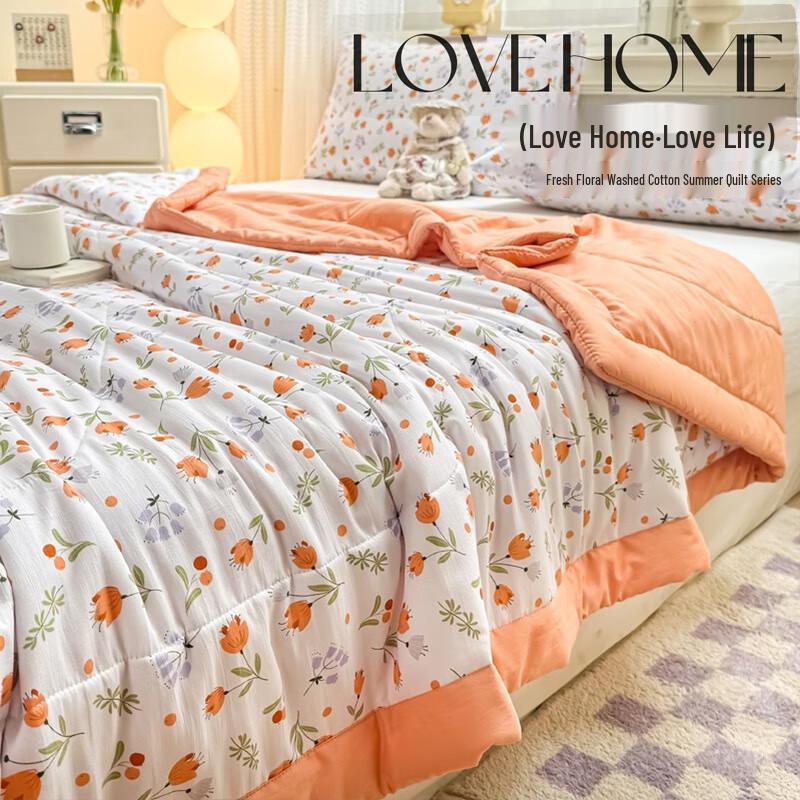 Jieliya Fantasy Floral Trail Washed Cotton Summer Quilt