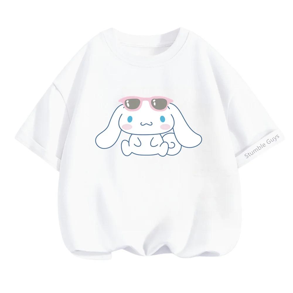 Cinnamoroll Summer Anime T-Shirt Children Boys Clothing Girls Cartoon Casual Wear