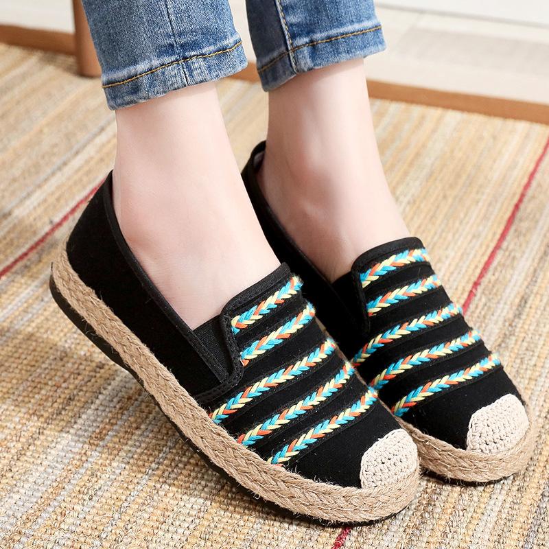 Processing customized old Beijing cloth shoes women's casual ethnic style mother shoes breathable one-pedal women's shoes soft-soled casual shoes