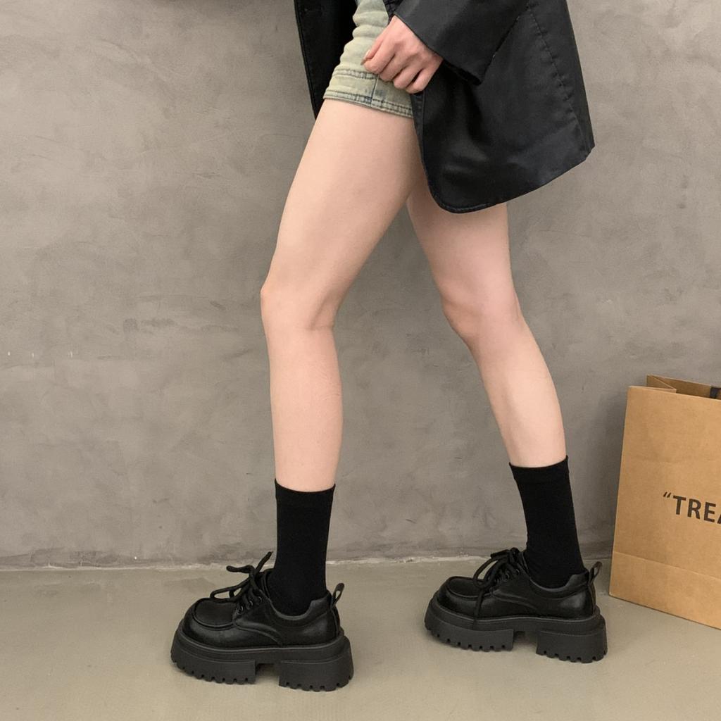 Platform British Style Small Leather Shoes Women's New Autumn Black Loafers Women's Shoes with Skirts Mary Jane Single Shoes