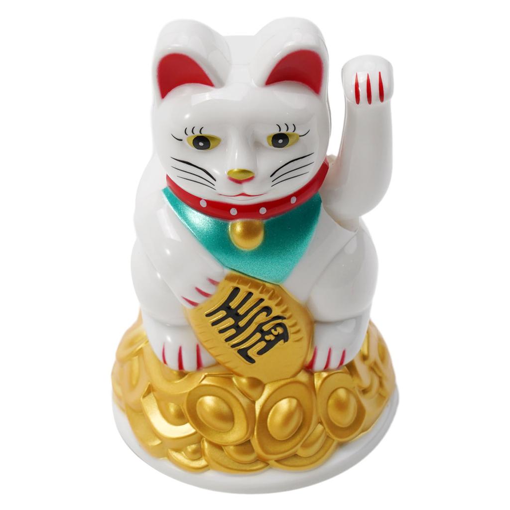 Chinese Lucky Waving Cat Beckoning Maneki Neko Gold Fortune Feng Shui Mascot Bringing Wealth-Good Fortune For Home Office Decor