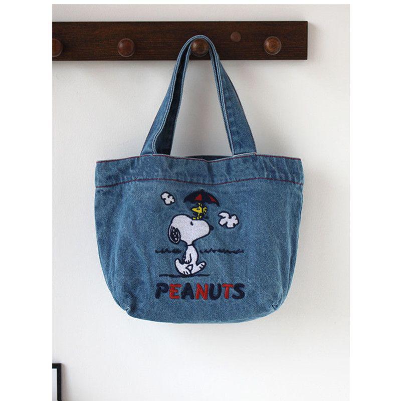 2024 Snoopy Denim Tote: Cute Cartoon Lunch Bag & Small Box