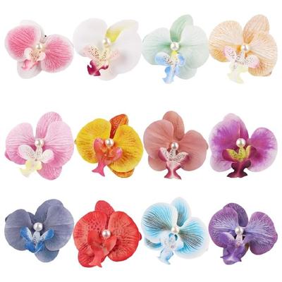6 pièces Orchidées Artificielles Fleur Pince à Cheveux Antidérapante Plumeria Épingle à Cheveux Barrette Latérale pour Mariage sur la Plage Vacances Coiffure