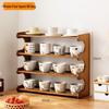 Bamboo Dustproof 4-Tier Cup Organizer Rack