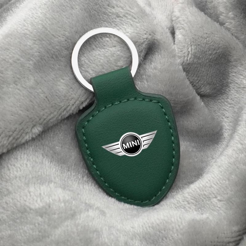 Leather Shield Car Keychain Keyring Metal Rings For BMW Mini Works Cooper F54 F55 F56 F57 F60 R50 R52 R53 R55 R56 R57 R58 R59
