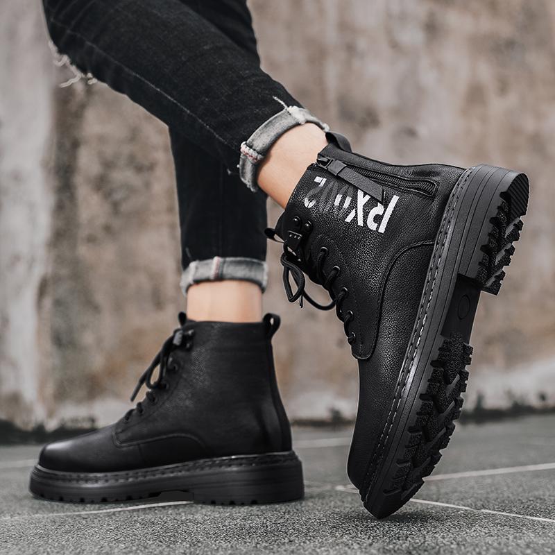 Luxury Men Boots Genuine Leather Winter Vintage Style Ankle Boots Men Lace Up Motorcycle Footwear Brand Casual Winter Men Botas