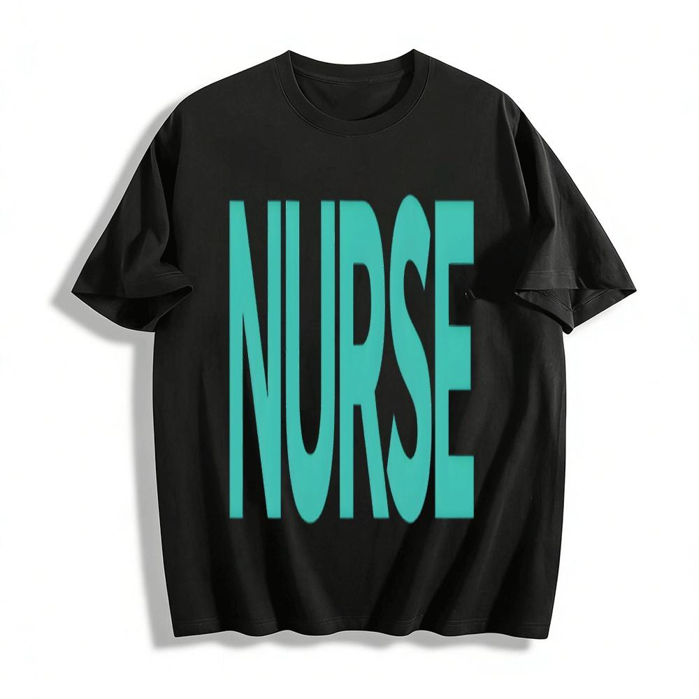 

Minimalist NURSE Print Medical Theme Casual Daily Short Sleeve Top Pure cotton T-shirt 6XL