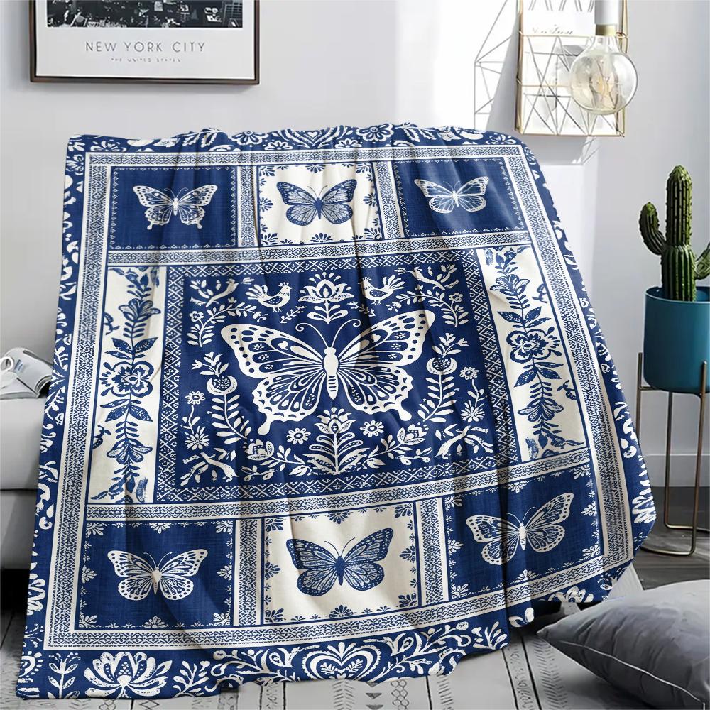 Butterfly Decoration Print Flannel Blanket, High Quality Comfortable for All Seasons, Home Decor, Warmth and Comfort, Perfect for Christmas Gifts30