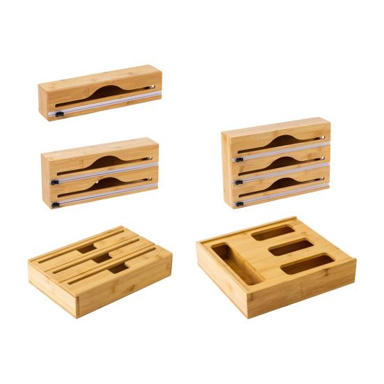 Food Cling Film Cutter Plastic Wrap Dispenser with Slide Cutter Aluminum Foil Dispenser Wall-Mounted Organizer