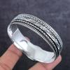 Rainbow Moonstone Gemstone Handmade 925 Sterling Silver Cuff Bangle 7 A7v88