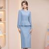 Zhi Li Elegant Taro Purple Slimming Pleated Long Dress with Cinched Waist - Spring 2026 Arrival