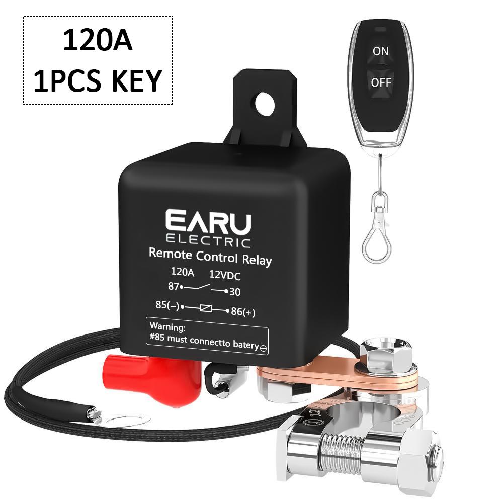 Battery Switch Relay 12V Remote Car Control Battery Disconnect Cut Off Isolator Anti-Theft with Dual Remote Control Switch Relay 120A With 1 Key