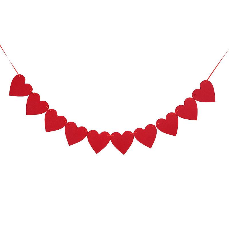 Felt Heart-Shaped Hanging Decoration, Love Banner, Suspended Red Heart, Birthday Party, Wedding, Valentine's Day Decorations
