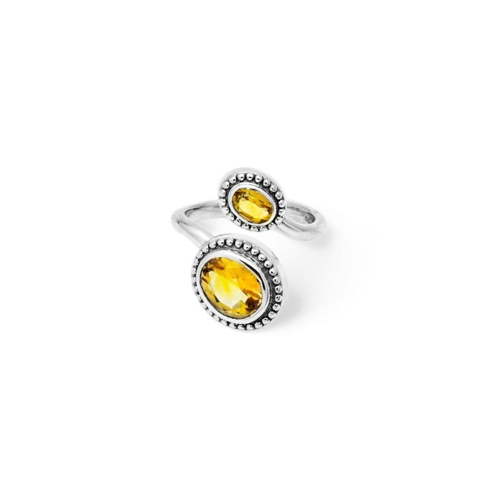 Natural Citrine Ring: 925 Sterling Silver Open Design