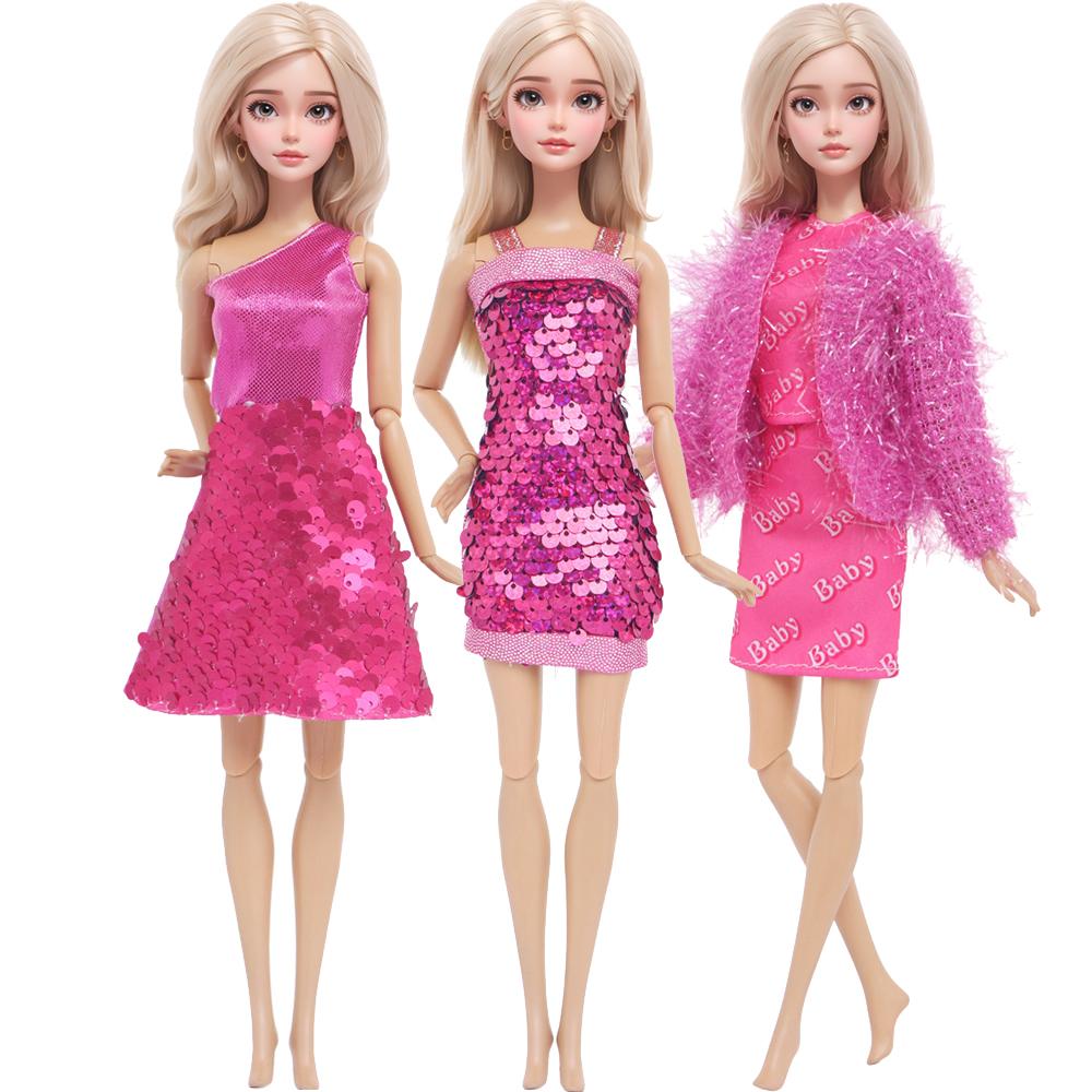 

3 шт./компл. Модная одежда и аксессуары для куклы 30 см 11,5 Кукла принцесса Девочка Блестящее розовое белое фиолетовое платье Наряд Детская игрушка Подарок