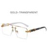 Square Frame Rimless Sunglasses UV 400 Driving Eyewear Fashion Men Sunglasses  Streetwear