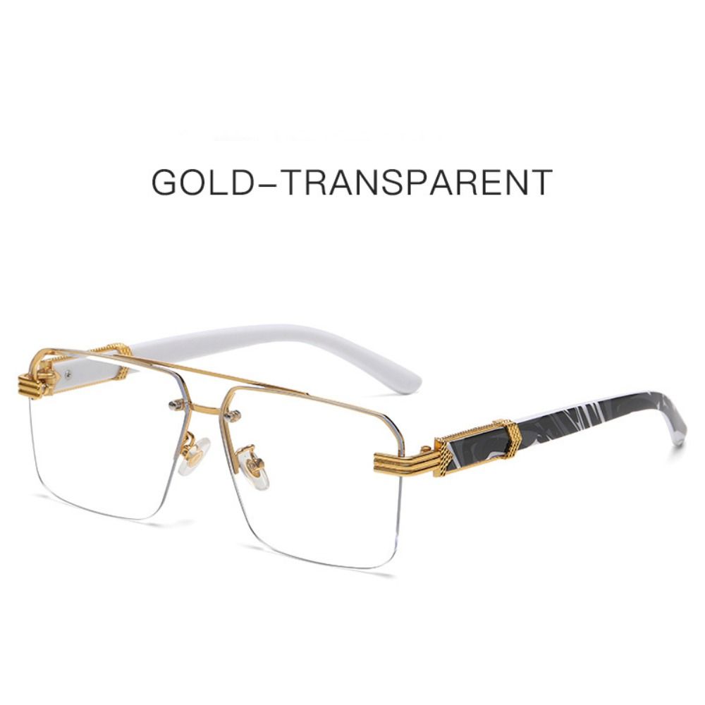 Square Frame Rimless Sunglasses UV 400 Driving Eyewear Fashion Men Sunglasses Streetwear