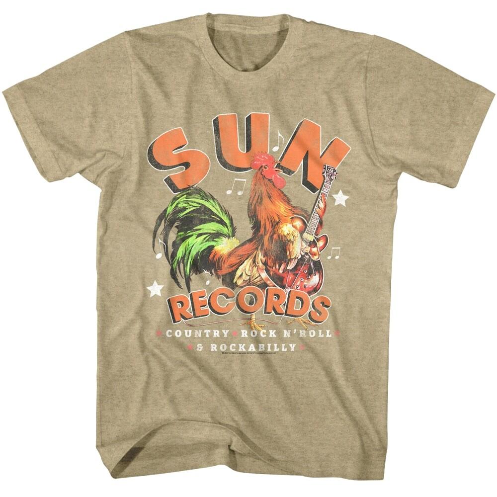 Sun Records Rooster on Guitar Men T Shirt Chicken Rockabilly Electric Bass XXXL