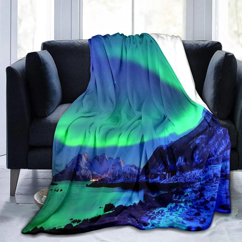Coperta Ponderata Aurora Boreale King Queen Size Bella Coperta con Motivo Luminoso Calda Leggera Super Morbida per Divano Divanetto Letto
