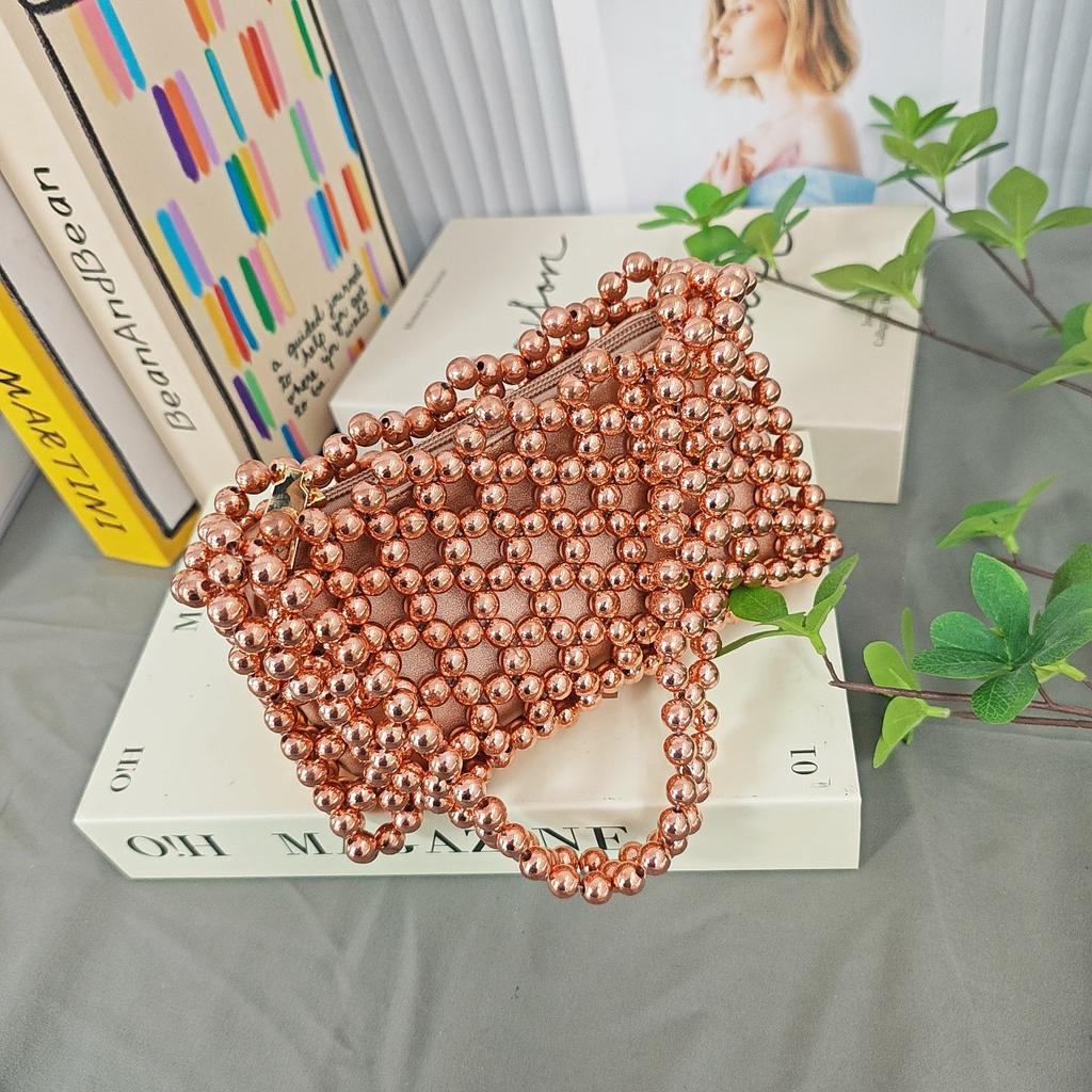 Hollow Bling Sparkling Handmade Beaded Woven Bag Hand-Held Underarm Shoulder Messenger Bag Female Tide