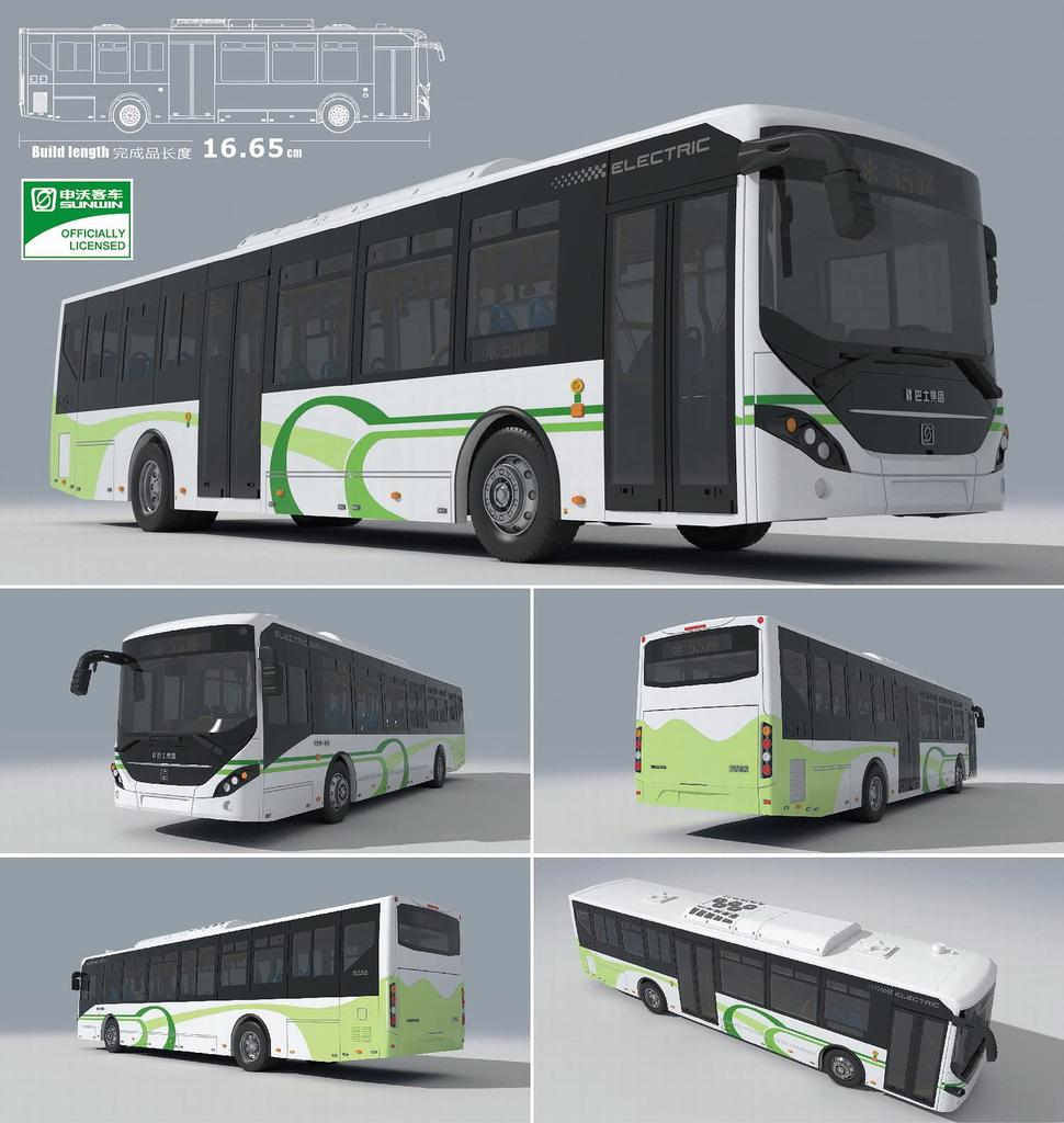 Saber Model Shanghai SUNWIN Electric Bus Plastic Model 72A03 1/72