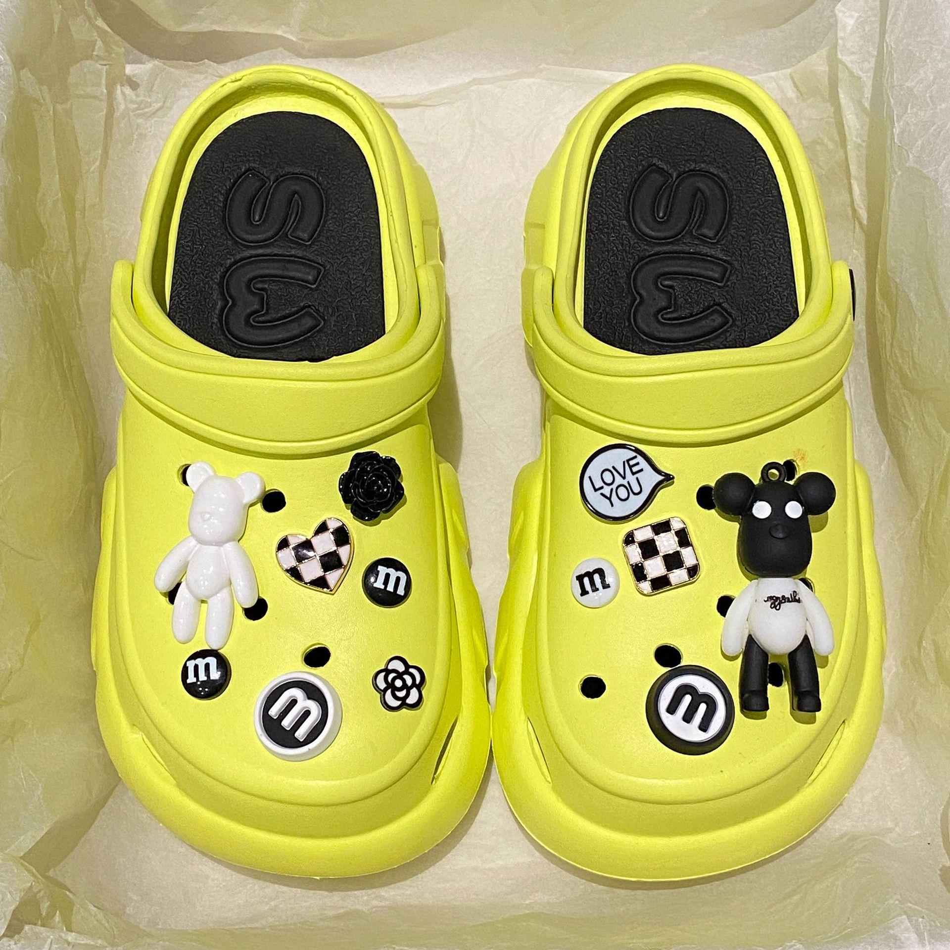 

Туфли-сабо на толстой подошве с 3D-украшениями своими руками для женской верхней одежды с повышенной высотой, пляжные нескользящие классные тапочки, сандалии 40-41 зелёный