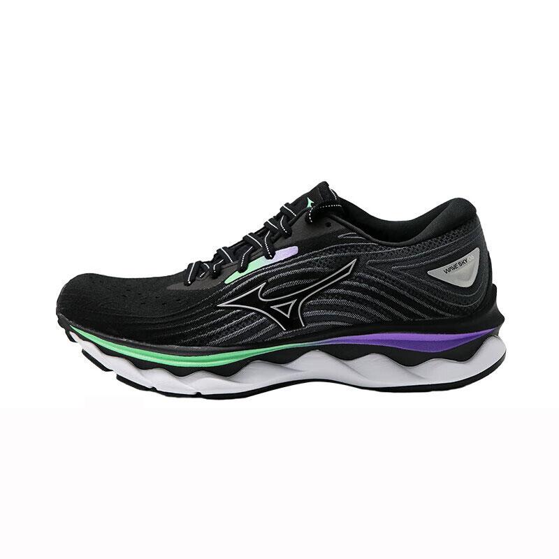 Mizuno Wave Sky 6 Trendy Comfortable Versatile Non-Slip Cushioning Durable Low-Top Running Shoes Women Sneaker Black J1GD220275
