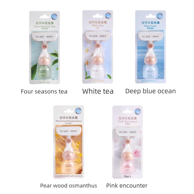 Natural Wood Hanging Aroma Pendant for Car and Home – Slow-Release Glass Bottle Freshener