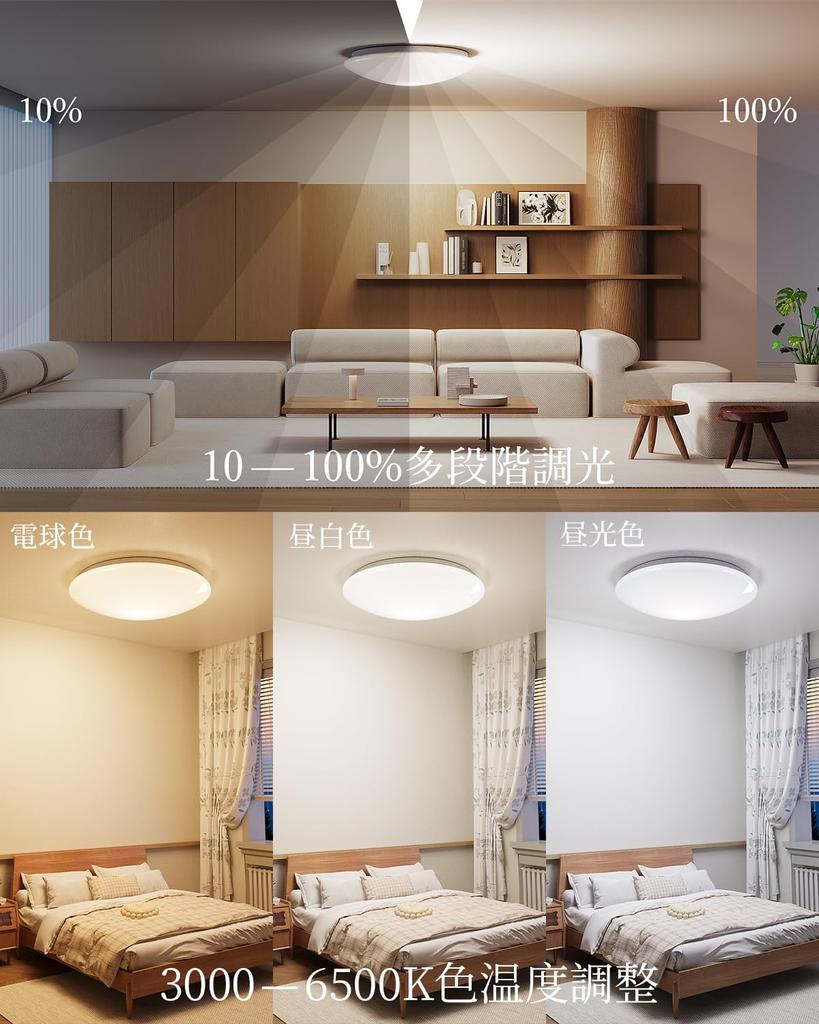 Hoshiakari LED Deckenleuchte, 8-10 Tatami-Matten (ca. 8 qm. m), 38W, 4600lm, Hohe Helligkeit, 12-stufige Dimmung und Farbanpassung, Infrarot