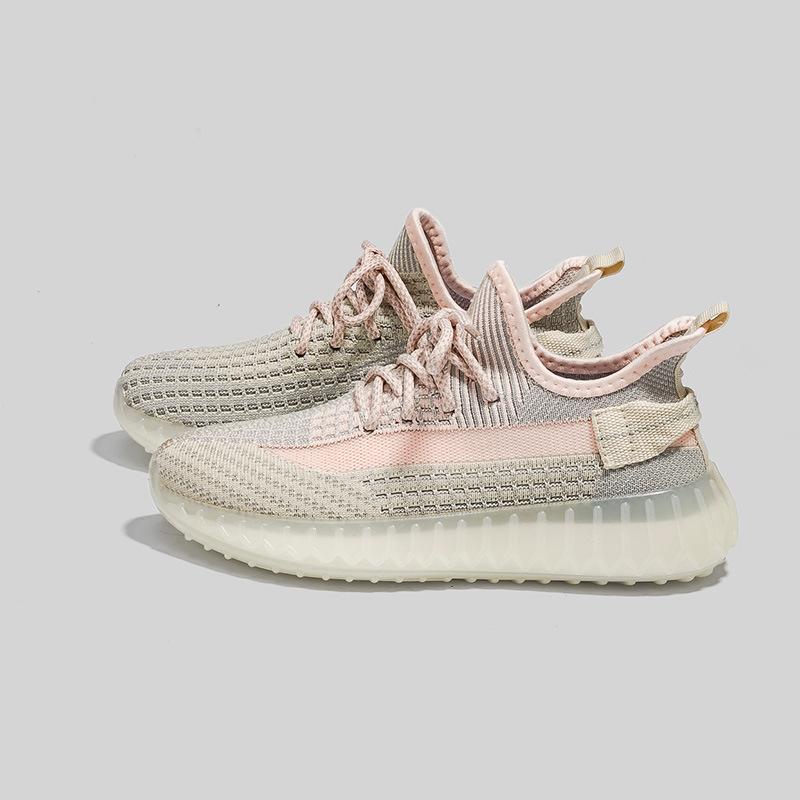 Popcorn versatile fly-woven sneakers men's breathable soft-soled running shoes 2025 spring and summer couple coconut shoes