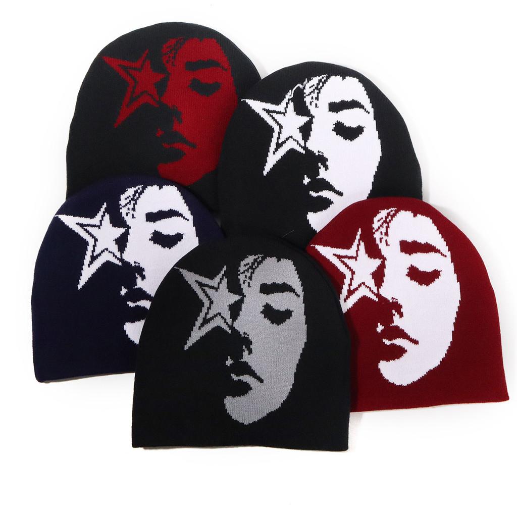 Woman Pattern Knitted Hat With Warm Acrylic Material For Cold Weather Outdoor Use