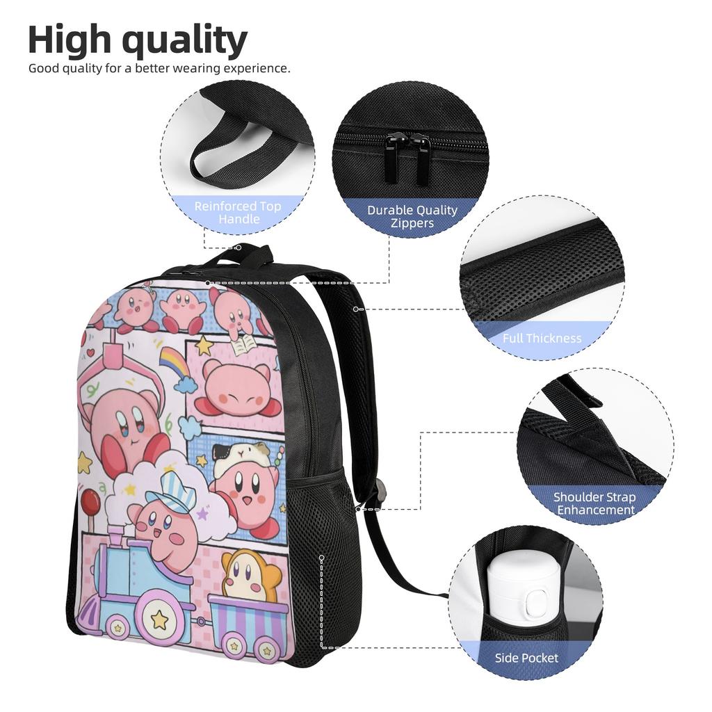 Zaino da Viaggio K-Kirbys Donna Uomo Scuola Portatile Borsa per Libri Cartone Animato Studente Universitario Daypack Borse