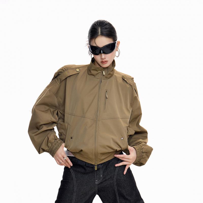 

American Style Women s Khaki Workwear Jacket - 2026 Casual Spring Top 3XL коричневий/хакі