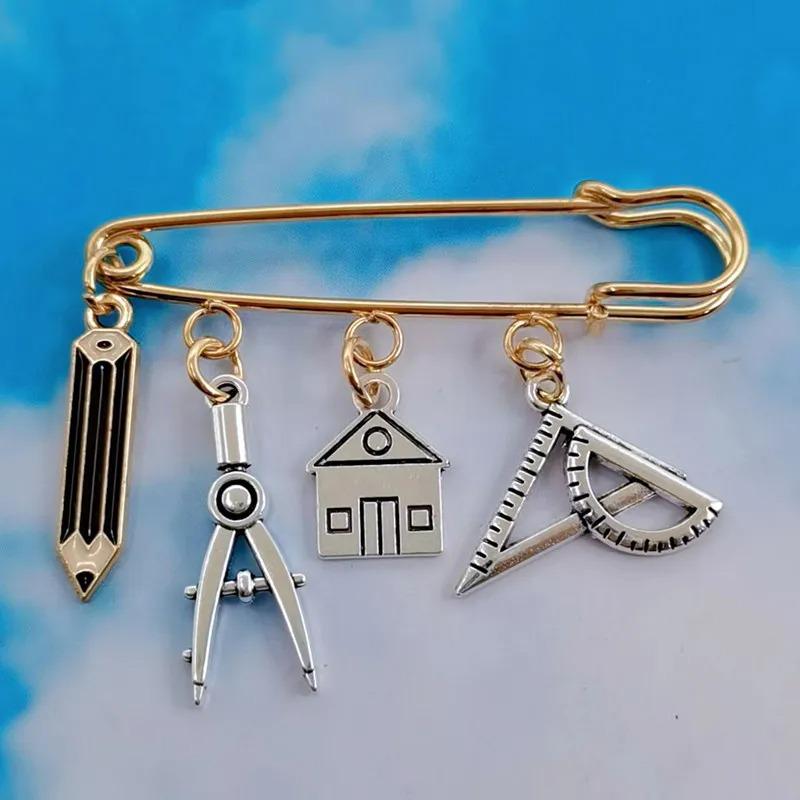 Cross Compass Ruler: Architect & Engineer Gift Set with Brooch & Pin