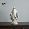 Gothic Style Home Accent Ghost Statue, Resin White Figurine, Spooky Halloween Decoration with Durable Art Flowing Robe And Base for Mantel,