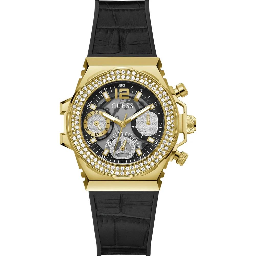 

GUESS Fusion Black Gold Silicone Women s Quartz Watch GW0553L4 чёрный