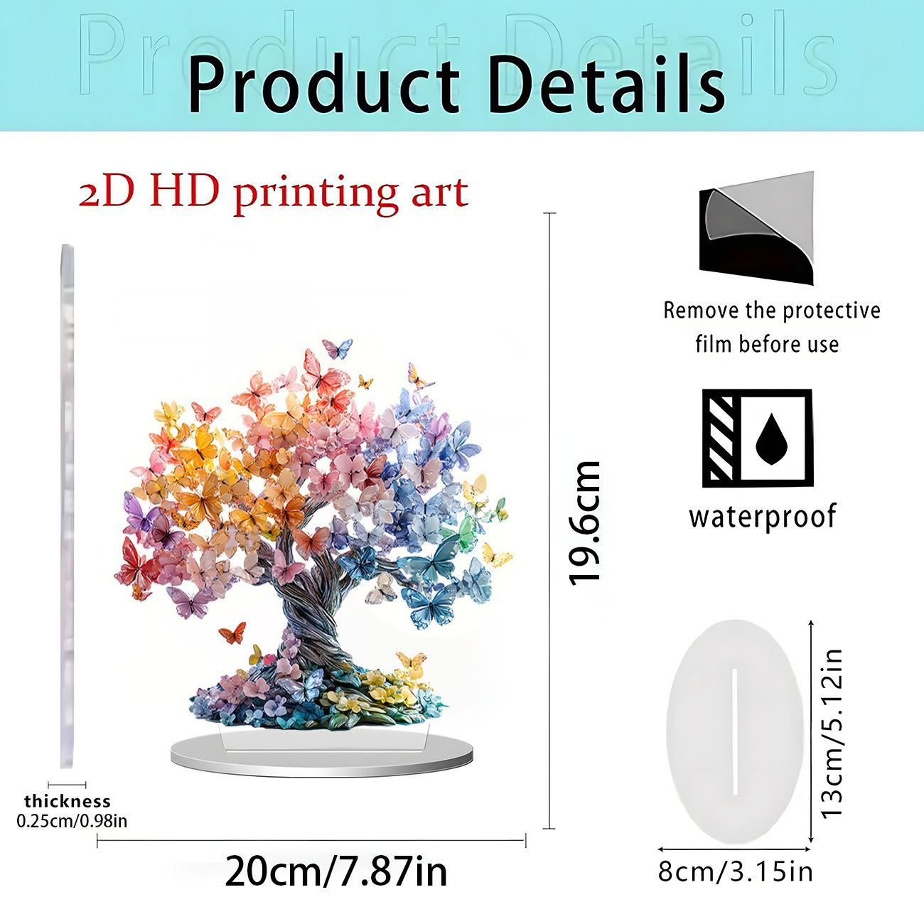 Украшение из хрустальной бабочки «Счастливое дерево», украшение для дома, гостиная, дерево жизни, 2D акриловое украшение для стола, праздничные подарки 1PC