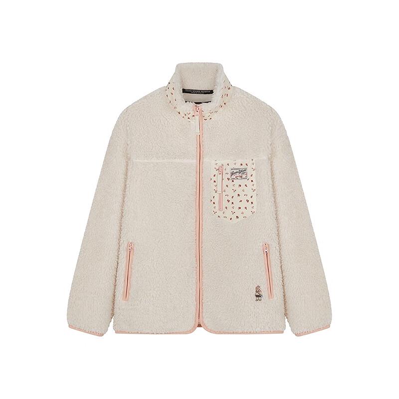 Teenie Weenie Women's Floral Corduroy Patchwork Faux Lamb Wool Sweatshirt