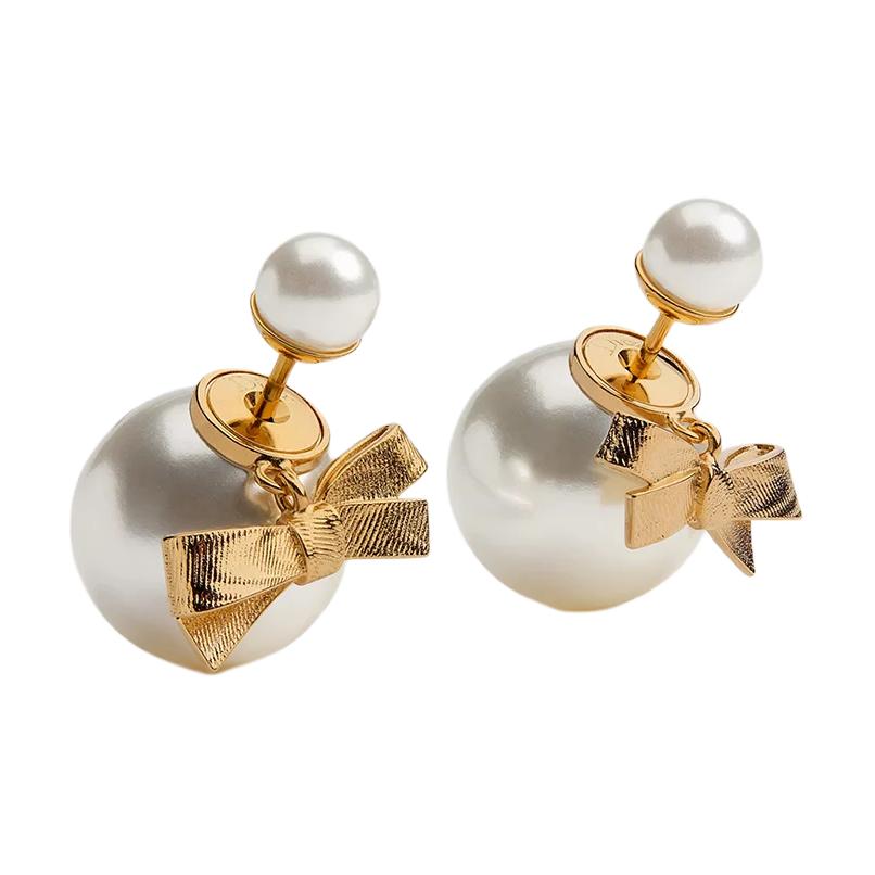 

Dior Tribales Spring Summer 2026 Collection Bow Detail Resin Earrings Unisex earrings Gold White E4718WOMRS-D301 Silver/White