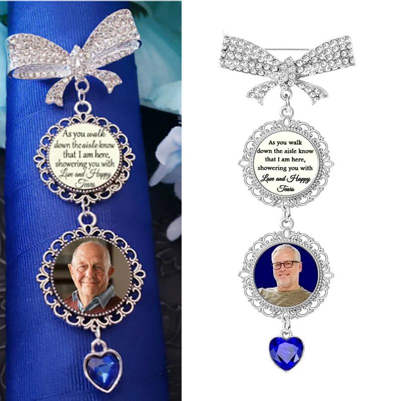 1Pc Photo Charm DIY Memorial Photo Alloy Pin Brooch Weddings Anniversaries Picture Frame With Pendant